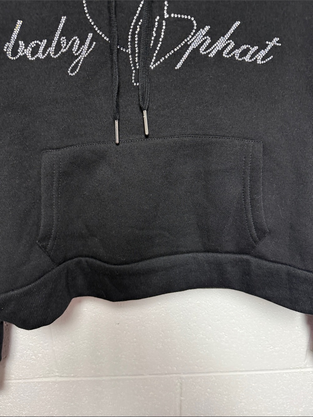 Baby Phat Cropped Black Hoodie with Logo Sz Med - Picture 9 of 12